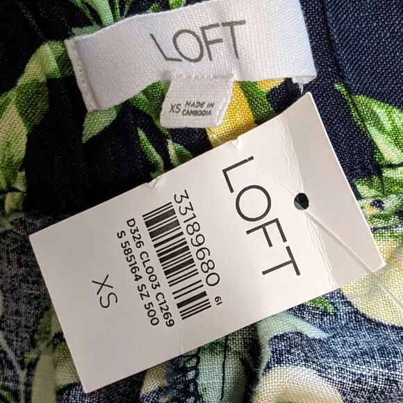 Loft Ann Taylor fluid novelty wide leg lemon linen blend back elastic pants XS - Picture 3 of 12